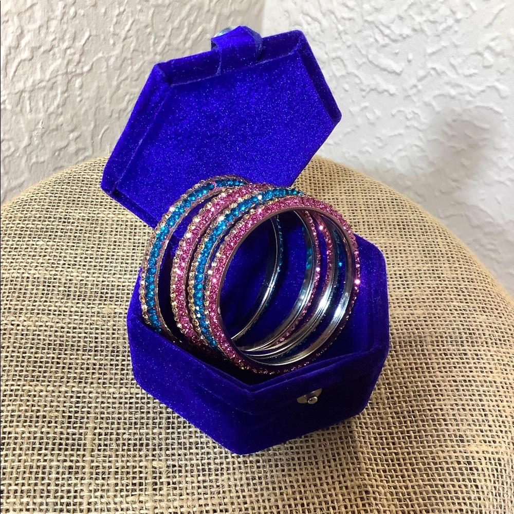 Multicolored Crystal Bangle Bracelets